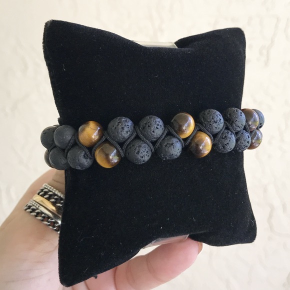 Men or women tiger eye lava double bracelet - Picture 9 of 10